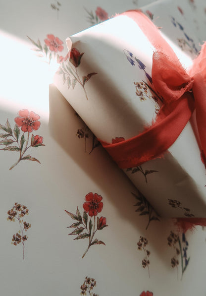 Blue and red flowers wrapping paper, Gift Wrap, gift wrapping paper, Gift Warp, Wrapping paper, gift paper, floral wrapping paper, flowers