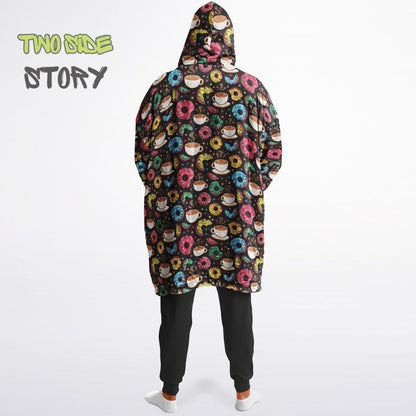 Unisex Sweets Donuts Print Reversible Snug Hoodie,Festival Rave Party Wear,Oversized Double Sided Hoodie Blanket,Unique Gift for Foodie