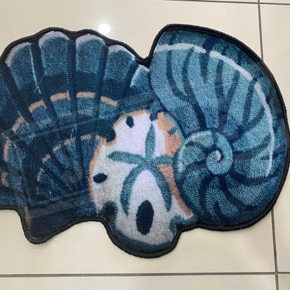 Tufted Look Bath Mat, Sea Shell Bath Mat, Soft Bath Mat, Non Slip Mat, Bathroom Decor, Gift Mat, Rugs For Bathroom, Gift Rug, Washable Mat
