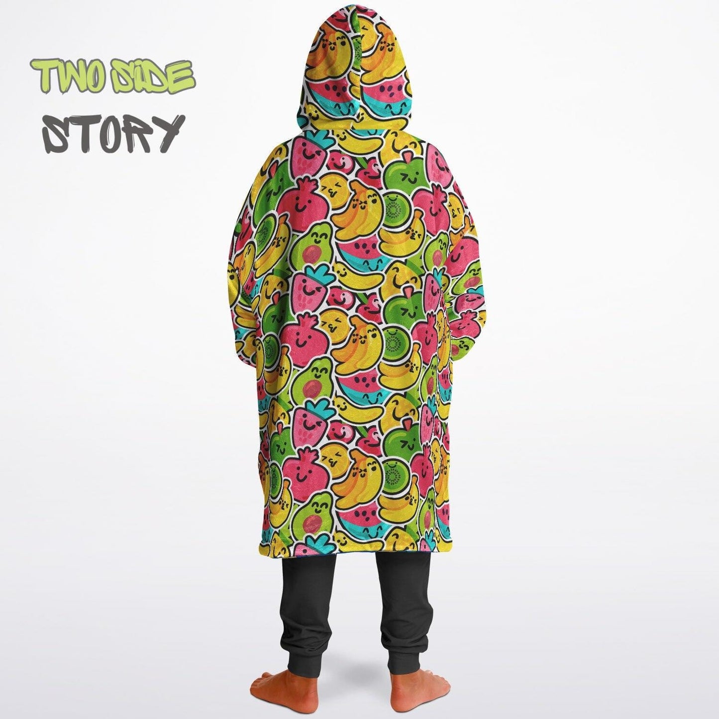 Cute Kawaii Fruit Reversible Kids Snug Hoodie,Oversized Double Sided Youth Hoodie Blanket,Warm Blanket with Sleeves,Unique Gifts for Kids