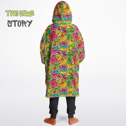 Cute Kawaii Fruit Reversible Kids Snug Hoodie,Oversized Double Sided Youth Hoodie Blanket,Warm Blanket with Sleeves,Unique Gifts for Kids