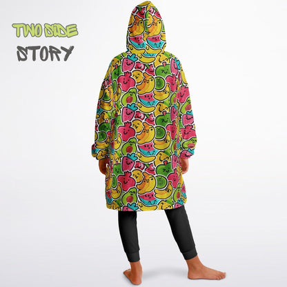 Cute Kawaii Fruit Reversible Kids Snug Hoodie,Oversized Double Sided Youth Hoodie Blanket,Warm Blanket with Sleeves,Unique Gifts for Kids