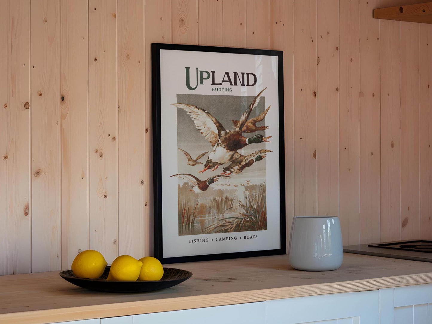 Retro Mallard Print Gift for Hunter Retro Hunting Art Poster Cabin Wall Decor Bird Artwork Outdoorsy Wall Art Hunting Dad Gift