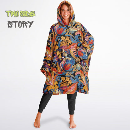 Unisex Reversible Snug Hoodie,Psychedelic Autumn Trippy Blanket Hoodie,Festival Rave Party Wear,Oversized Trippy Hoodie Blanket,Unique Gifts