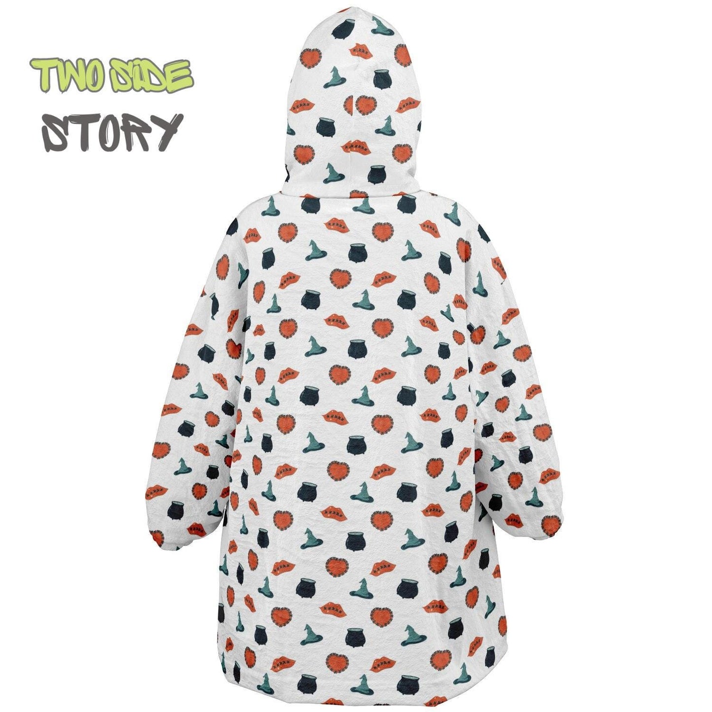 Halloween Print Reversible Kids Snug Hoodie,Oversized Double Sided Youth Hoodie Blanket,Warm Blanket with Sleeves,Halloween Gift,Unique Gift