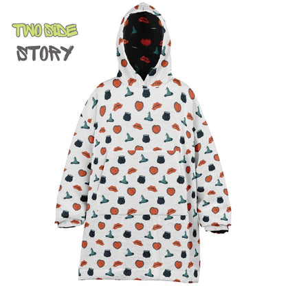 Halloween Print Reversible Kids Snug Hoodie,Oversized Double Sided Youth Hoodie Blanket,Warm Blanket with Sleeves,Halloween Gift,Unique Gift