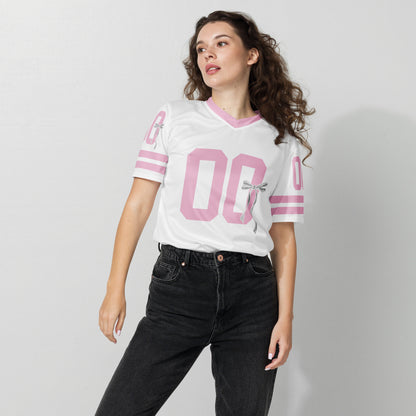 Custom Coquette Pink or White Jersey with Ribbon - Personalized Name and Number -Customizable Sportswear - Cute and Stylish Athletic Wear