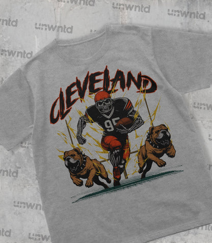 Cleveland Football Shirt - Graphic Tees - Skeleton Shirt - Merch Tee - Gift Shirt - Bootleg Shirt - Vintage - Skeleton Football Shirt