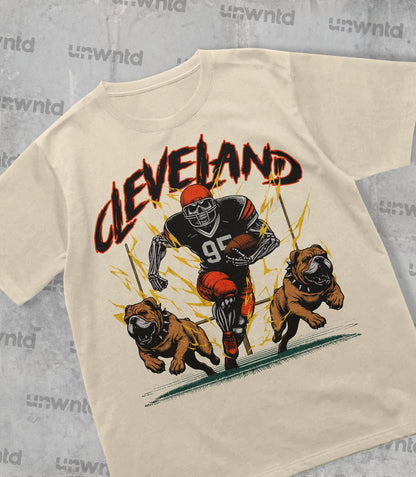 Cleveland Football Shirt - Graphic Tees - Skeleton Shirt - Merch Tee - Gift Shirt - Bootleg Shirt - Vintage - Skeleton Football Shirt