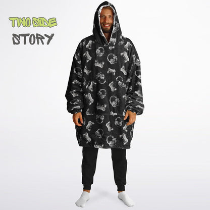 Gamer Print Reversible Adult Snug Hoodie,Oversized Double Sided Hoodie Blanket for Gamers,Warm Blanket with Sleeves,Unique Gift for Gamer