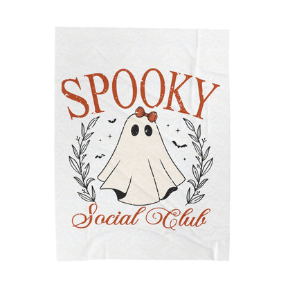ghost blanket spooky social club ghost blanket velveteen plush ghost blanket halloween blanket cute fall blanket cute halloween ghost throw