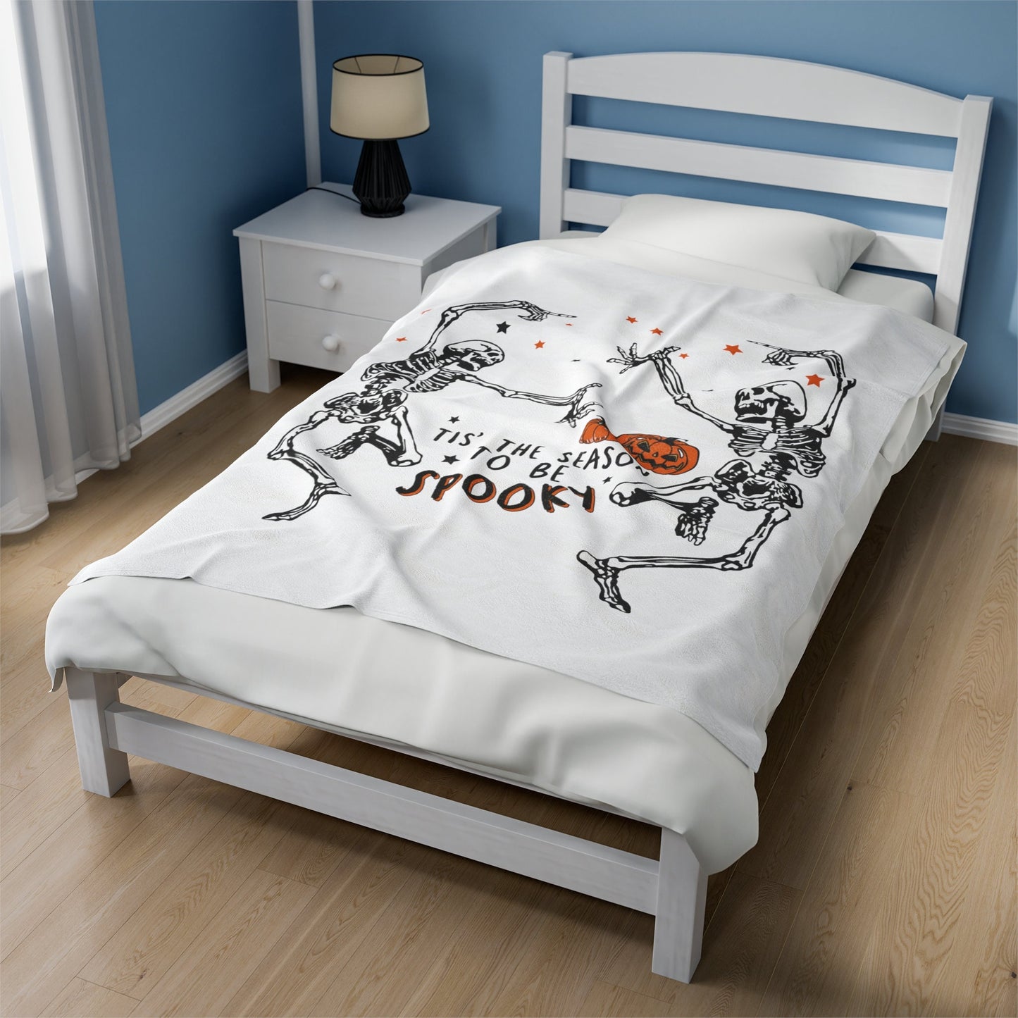 Halloween skeleton blanket, fall blanket funny skeleton blanket Halloween gift custom halloween gift blanket Velveteen Plush Blanket