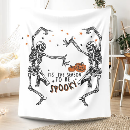 Halloween skeleton blanket, fall blanket funny skeleton blanket Halloween gift custom halloween gift blanket Velveteen Plush Blanket
