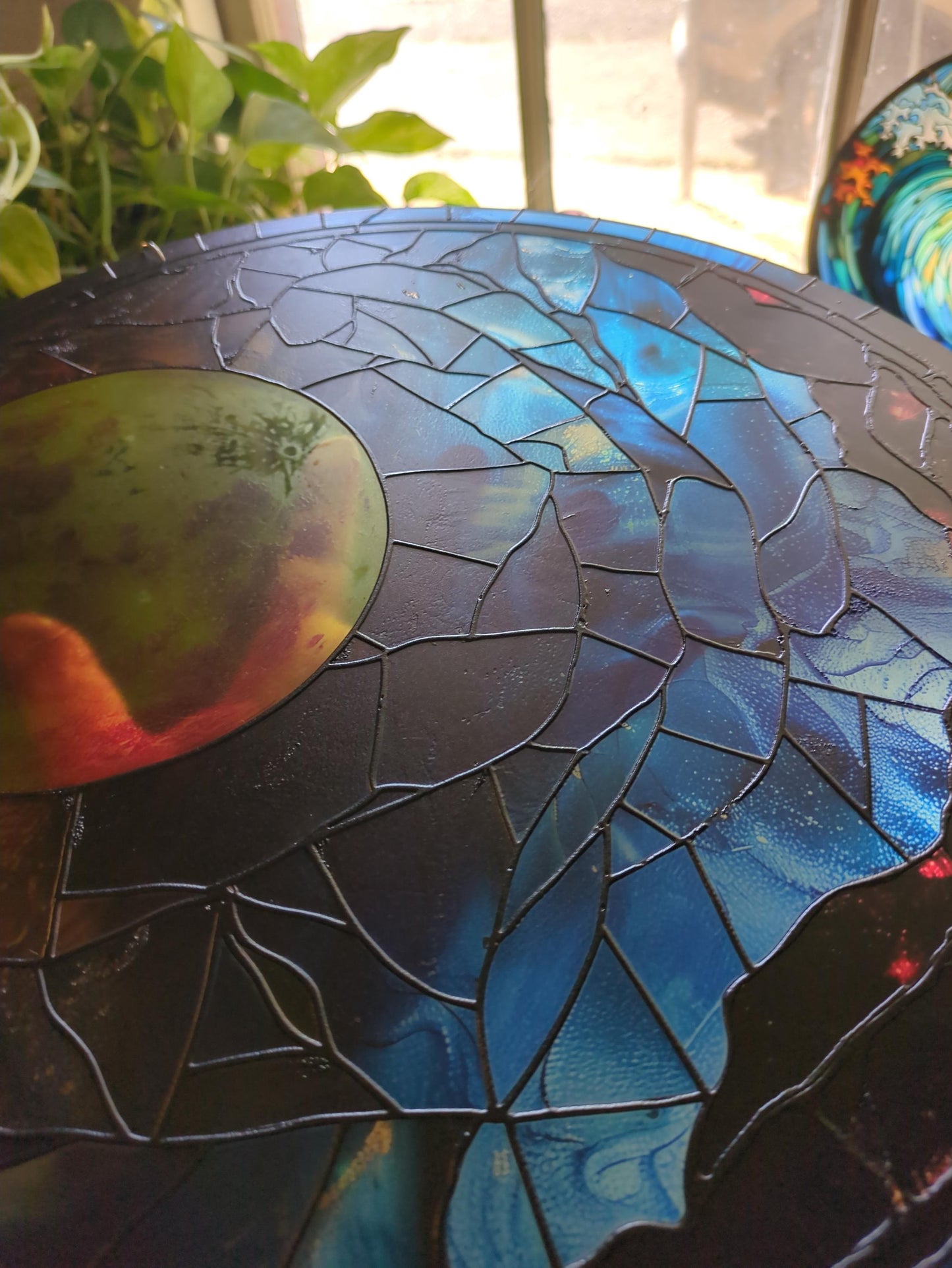 Full Moon: Stained Glass Style Window Hanging