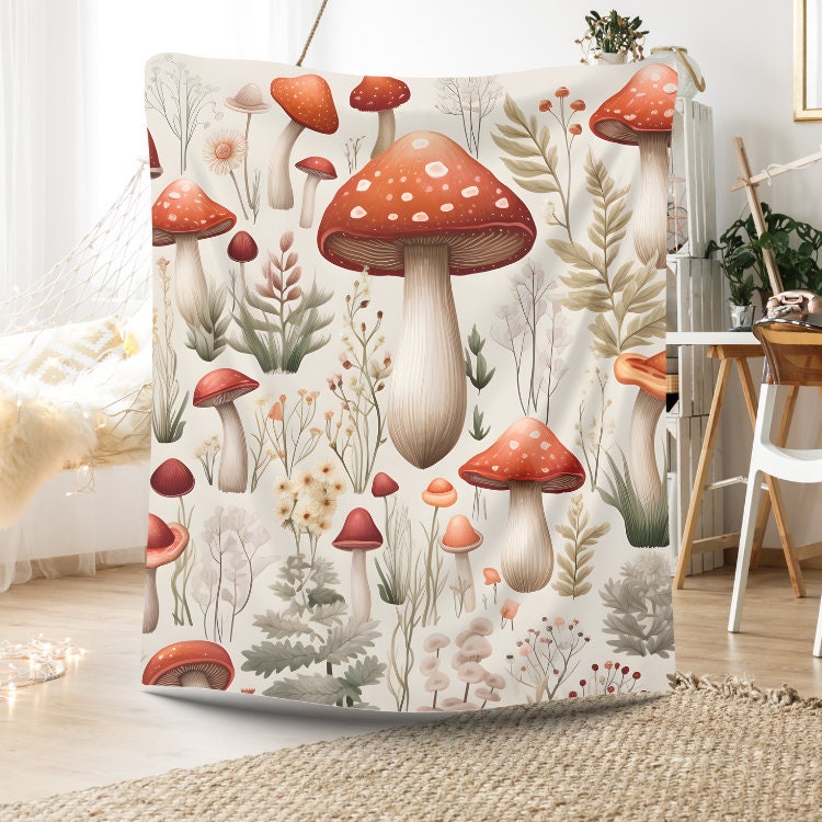 Mushroom blanket plush Boho mushroom blanket mushroom home decor mushroom throw for couch boho mushroom throw blanket