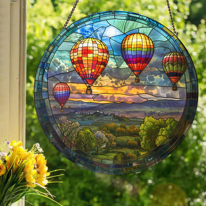 Hot Air Balloons: Stained Glass Style Window Hanging