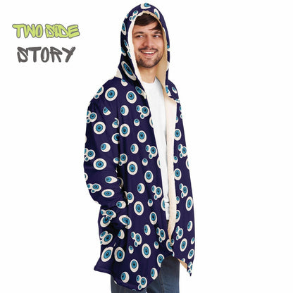 Unique Micro-fleece Evil Eye Print Hooded Cloak,Mykonos Eye Festival Rave Party Wear,Halloween Costume,Unique Gifts