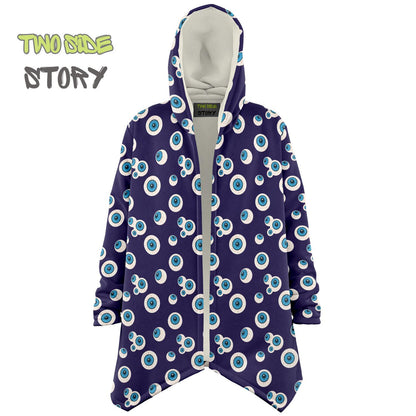 Unique Micro-fleece Evil Eye Print Hooded Cloak,Mykonos Eye Festival Rave Party Wear,Halloween Costume,Unique Gifts
