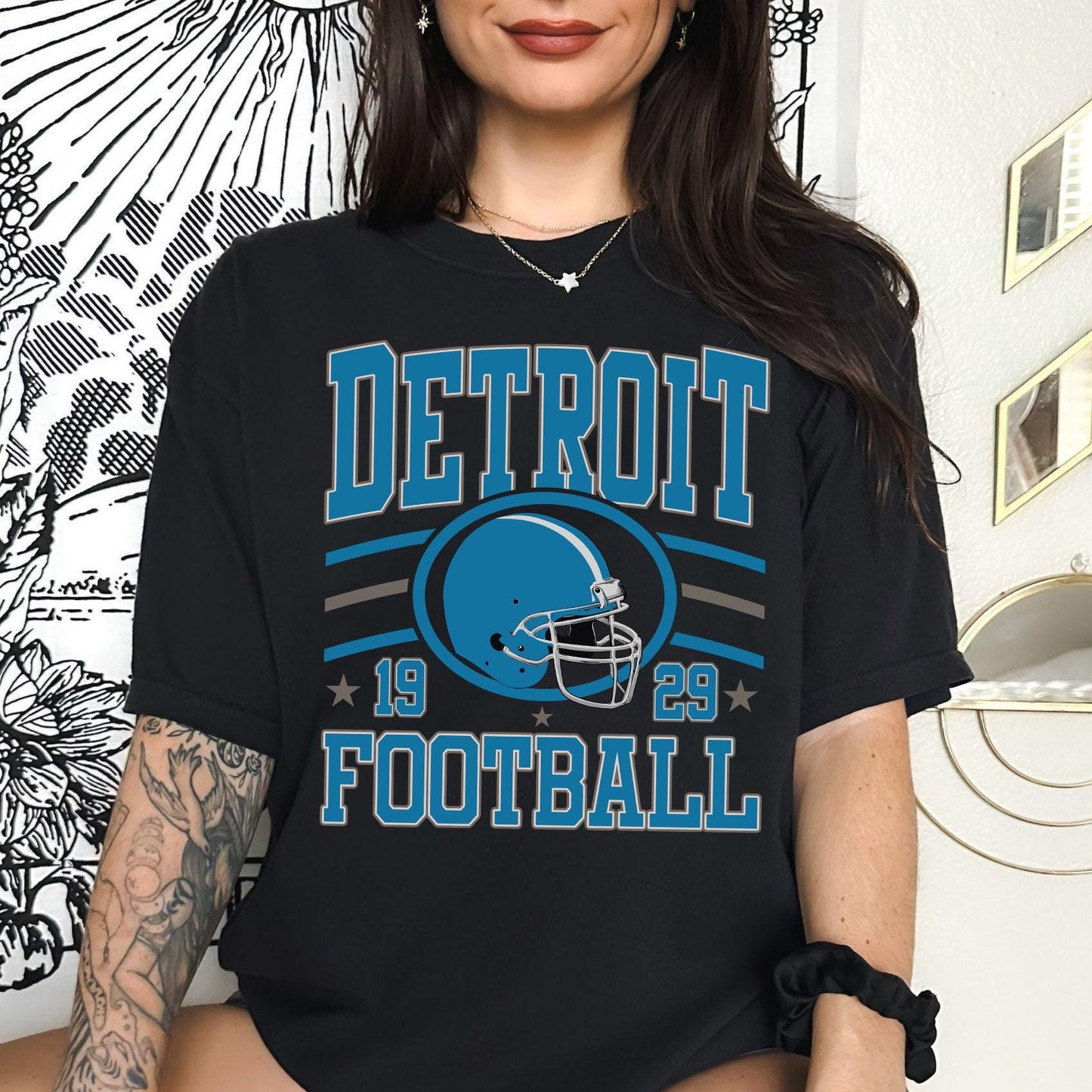 Retro Detroit Football Shirt, Vintage Detroit Football Shirt,Detroit Michigan Football Shirt, Sun Day Football,Detroit Football Women Shirt