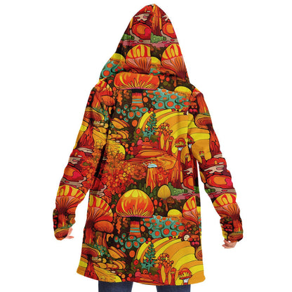 Vivid Colors Micro-fleece Psychedelic Mushrooms Hooded Cloak, Festival Rave Party Wear, EDM Festival Cape, Psychedelic Cape, Men's Rave Cape