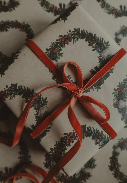 Christmas Wreath Wrapping paper, Christmas Gift Wrap, Rustic Christmas Wrap, Watercolour Christmas Gift Warp, Xmas Wrapping paper, gift