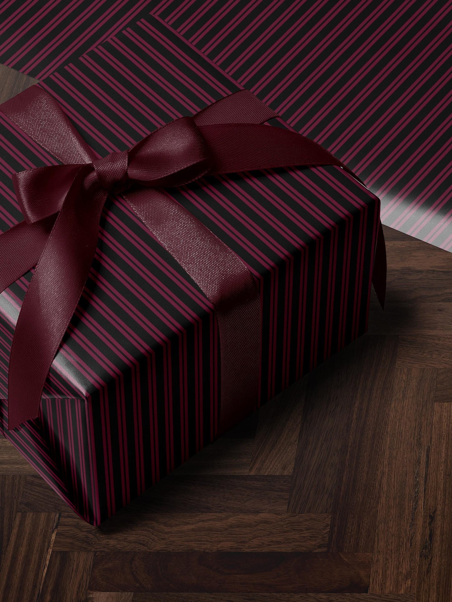 Pink and Black Striped Gift Wrap Moody Wrapping Paper Halloween Party Decor Fall Gift Wrap Romantic Gift for Her Birthday Gift Gothic Decor