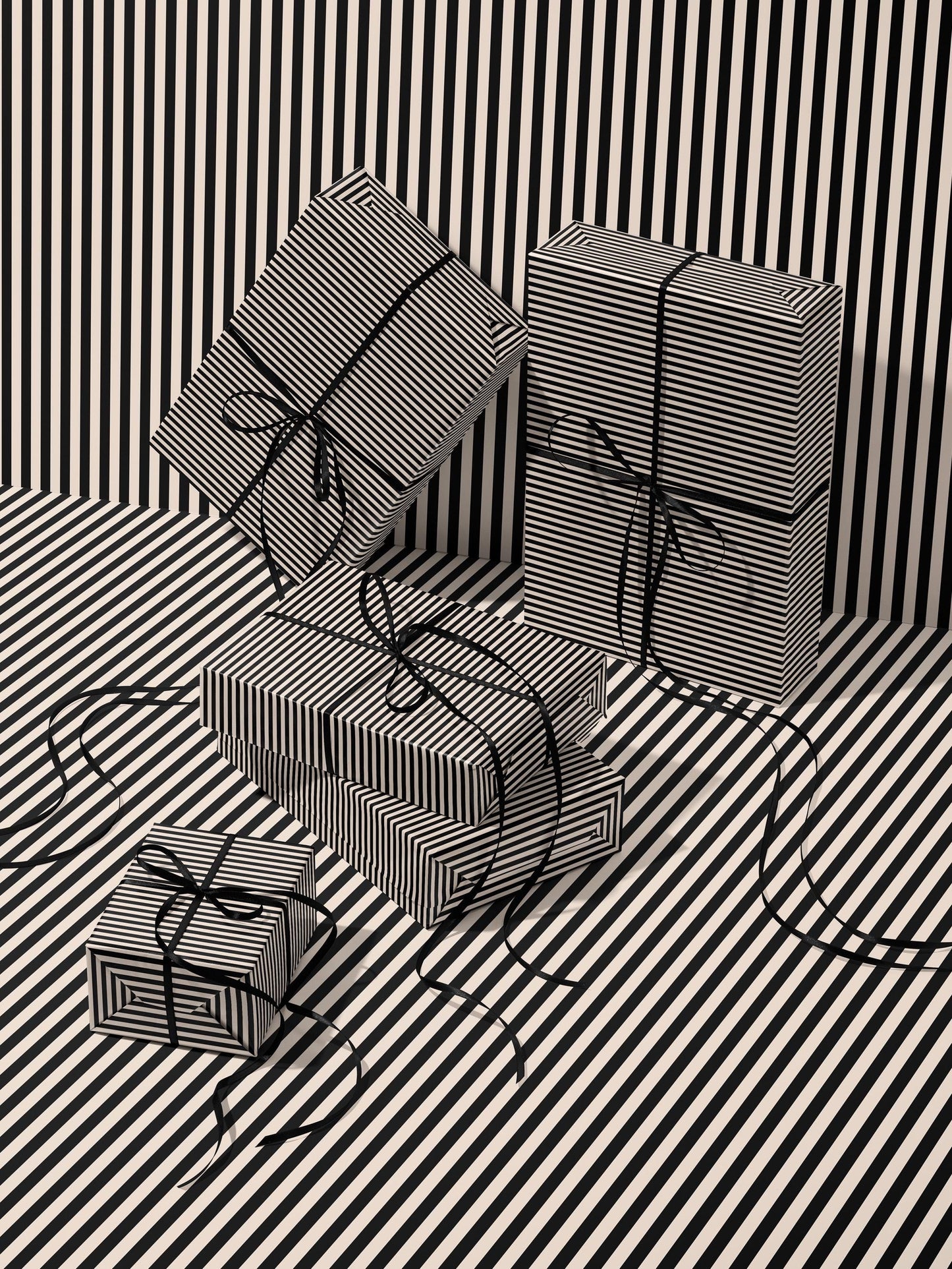 Stripe Wrapping Paper Birthday Gift Wrap Anniversary Wrapping Paper Elegant Gift Wrap Wedding Gift Wrap Special Occasion Gift Wrap Black