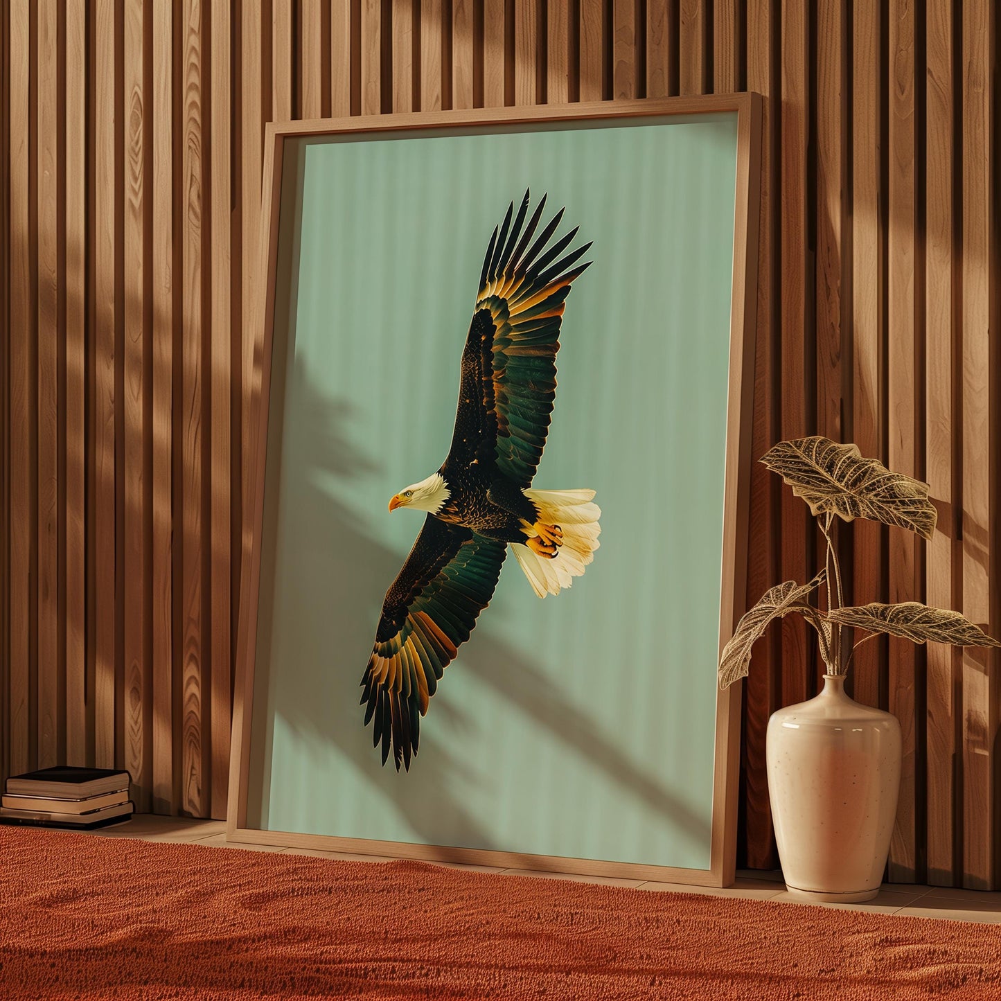 Vintage Soaring Bald Eagle Print Retro Outdoors Birding Poster Travel Poster Canadian Cabin Cottage Wall Art Hunting Poster Art for Dad