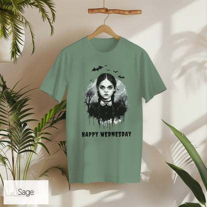Happy Wednesday Goth T-Shirt: Spooky Season Graphic Tee