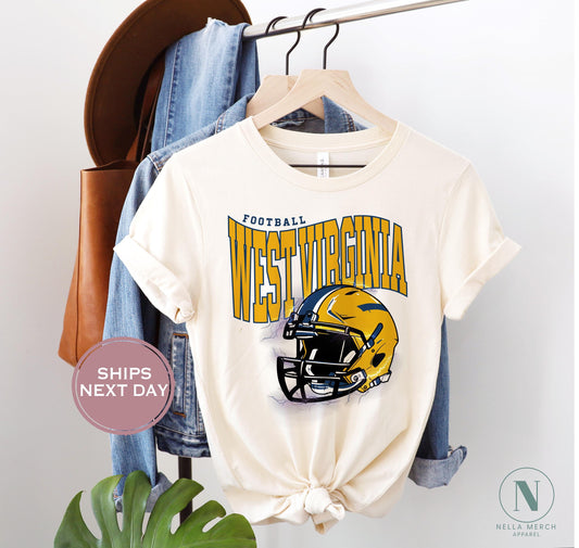 Retro West Virginia Football Shirt, Vintage West Virginia Football Tee, Morgantown West Virginia T-Shirt, College Football Shirt