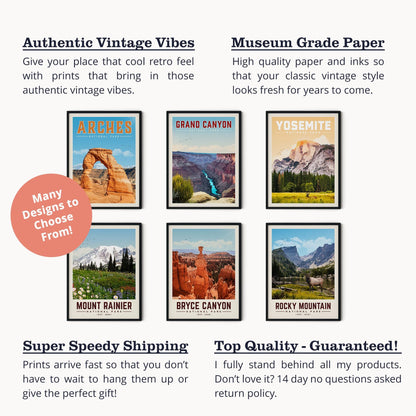 Yosemite Poster, Yosemite National Park Print, Minimalist Yosemite Valley Wall Art | Vintage National Park Poster | National Park Gift
