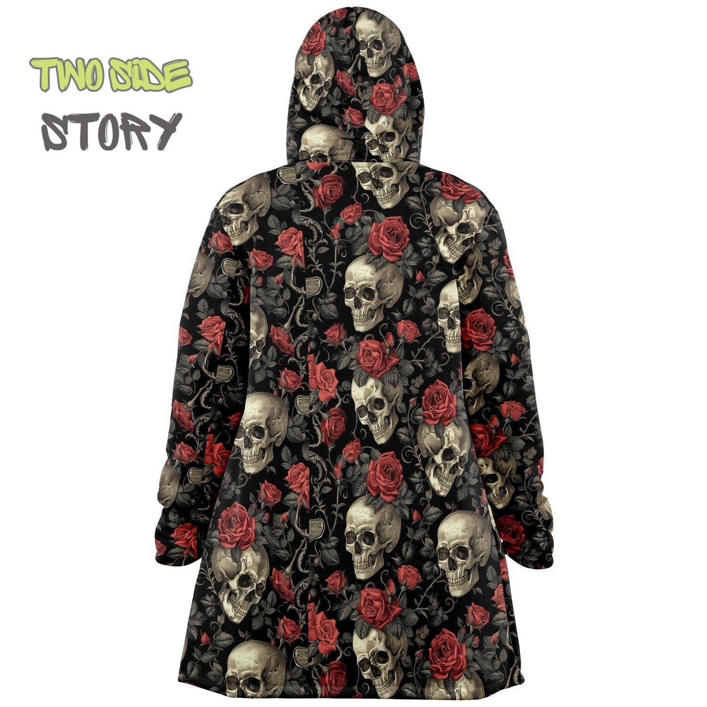 Micro-fleece Halloween Skulls Hooded Cloak, Festival Party Wear,Halloween Cape, Vivid Colors EDM Festival Cape, Unique Gifts,Men's Rave Cape
