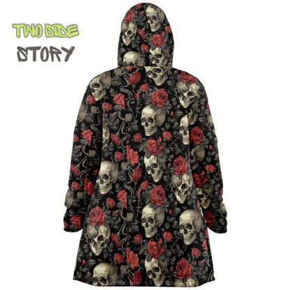 Micro-fleece Halloween Skulls Hooded Cloak, Festival Party Wear,Halloween Cape, Vivid Colors EDM Festival Cape, Unique Gifts,Men's Rave Cape