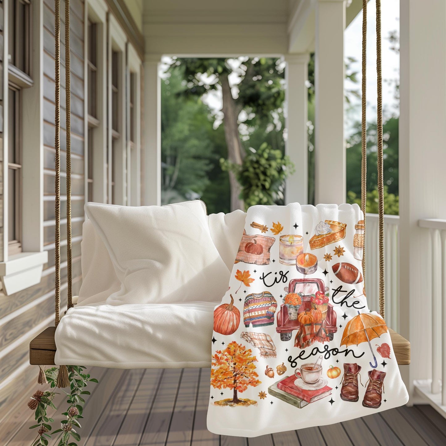 Cute fall blanket, tis the season fall blanket, fall vibes blanket, cute fall pumpkin blanket, fall lovers blanket, fall lover gift