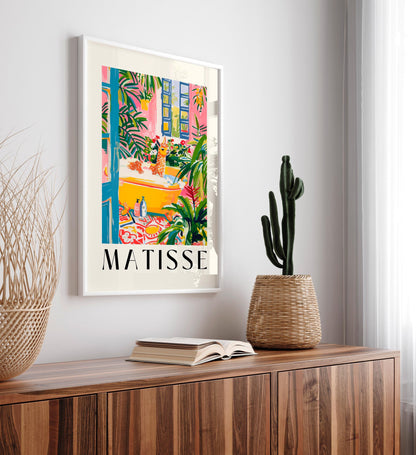 Matisse art print, Llama art print, Bathroom decor, Pink wall art, Animal print