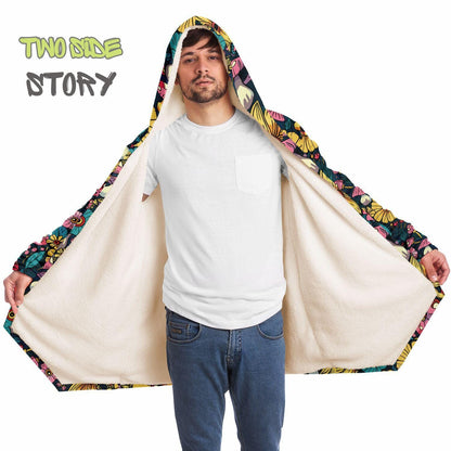 Unisex Vivid Colors EDM Festival Cape,Micro-fleece Psychedelic Mushrooms Hooded Cloak,Festival Rave Party Wear, Halloween Cape, Unique Gifts