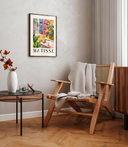 Otter in Bathtub Art Print: Matisse Style Tropical Bathroom Decor