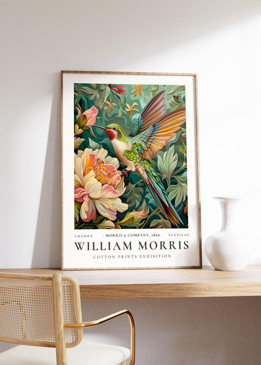 William Morris hummingbird wall art Print, William Morris Poster, Vintage Poster, Vintage Floral, Gift For Her, Mid Century Botanical