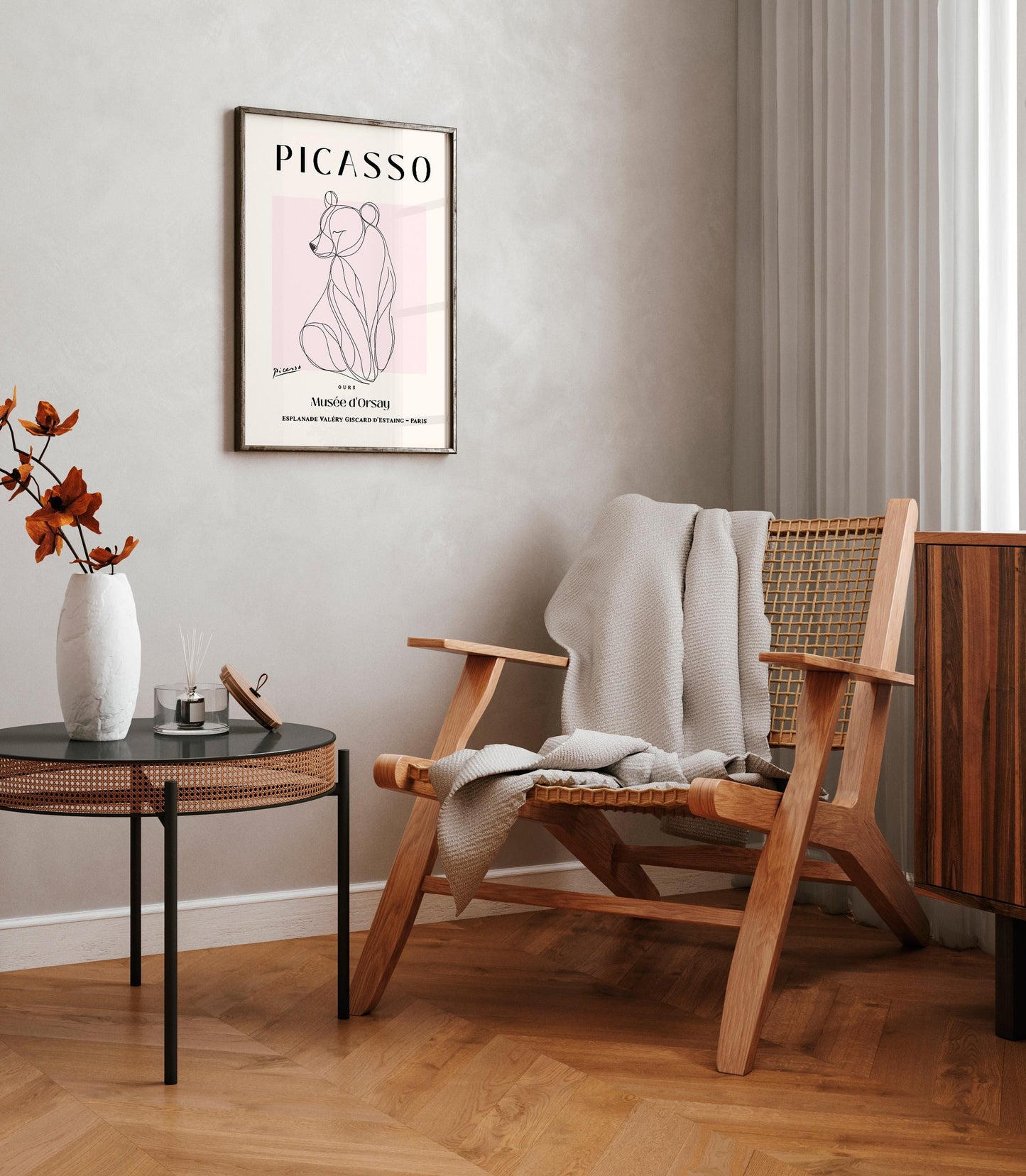 Bear art print, Minimalist decor, Picasso poster, Bear lover gift, Mid century wall art