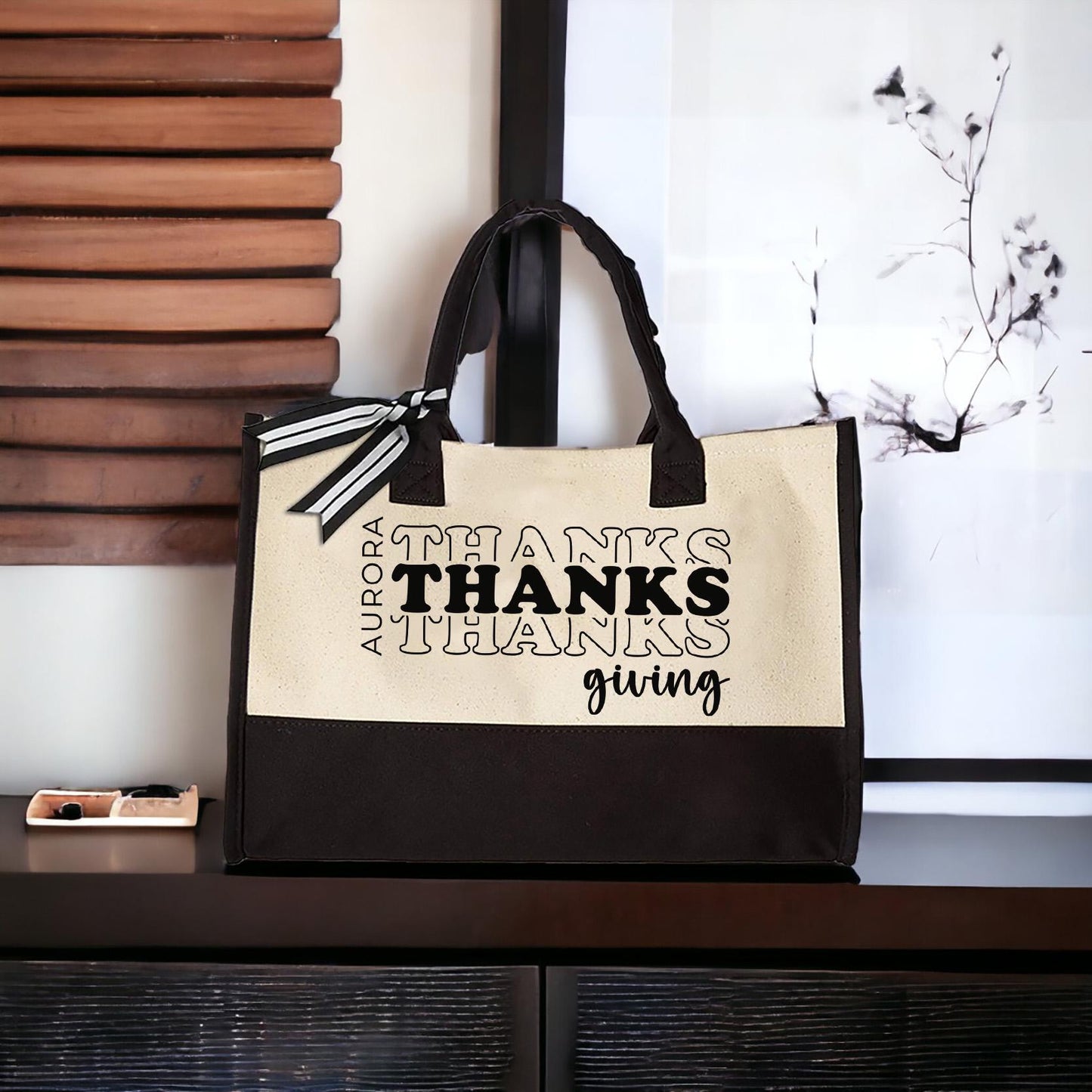 Thanksgiving Tote, Custom Name Tote Bag, Personalized Thankful Canvas Tote Bag, Gift For Women, Thanksgiving Gift Idea, Gift For Her