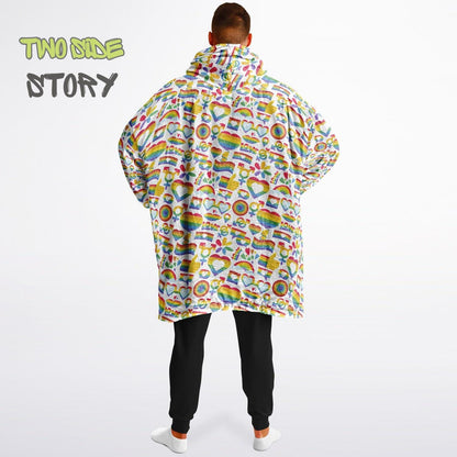 Unisex Reversible Adult Snug Hoodie,Pride Flag Reversible Oversized Hoodie Blanket,Lounge Wear,Unique Gifts,Christmas Gift,Dog Lover Gift