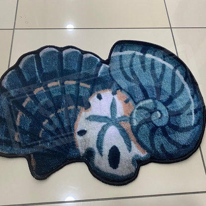 Tufted Look Bath Mat, Sea Shell Bath Mat, Soft Bath Mat, Non Slip Mat, Bathroom Decor, Gift Mat, Rugs For Bathroom,Gift Rug,Washable Mat,mat