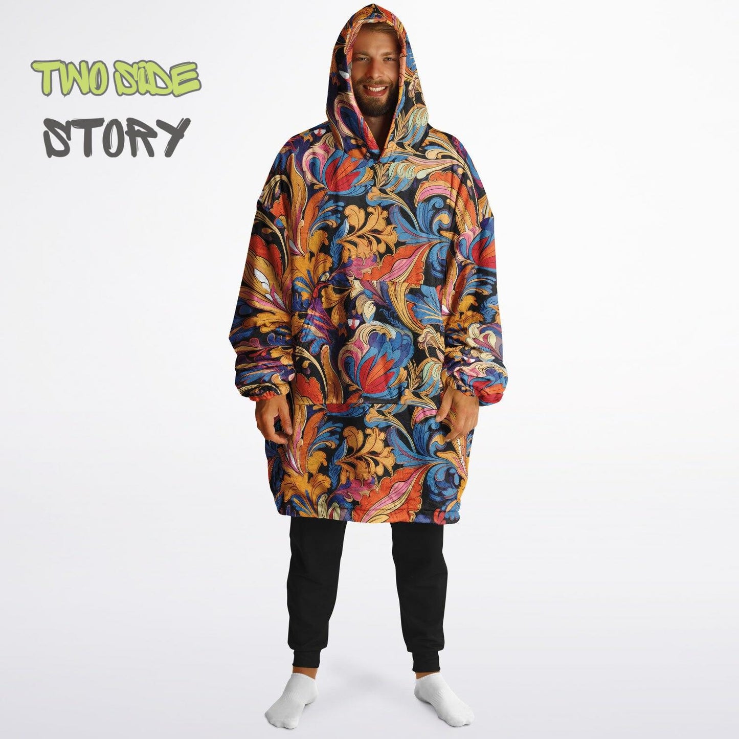 Unisex Reversible Snug Hoodie,Psychedelic Autumn Reversible Hoodie Blanket,Festival Rave Party Wear,Oversized Hoodie Blanket,Unique Gifts