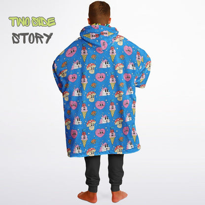 Cute Kawaii Fruit Reversible Kids Snug Hoodie,Oversized Double Sided Youth Hoodie Blanket,Warm Blanket with Sleeves,Unique Gifts for Kids