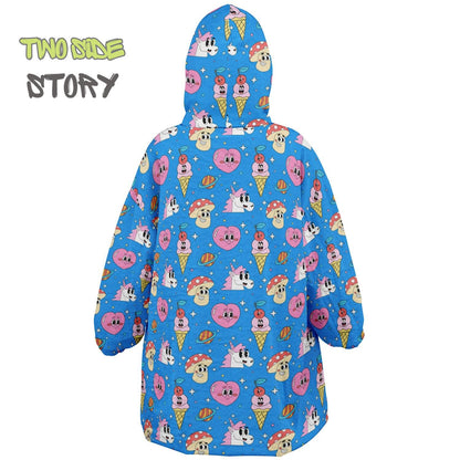 Cute Kawaii Fruit Reversible Kids Snug Hoodie,Oversized Double Sided Youth Hoodie Blanket,Warm Blanket with Sleeves,Unique Gifts for Kids