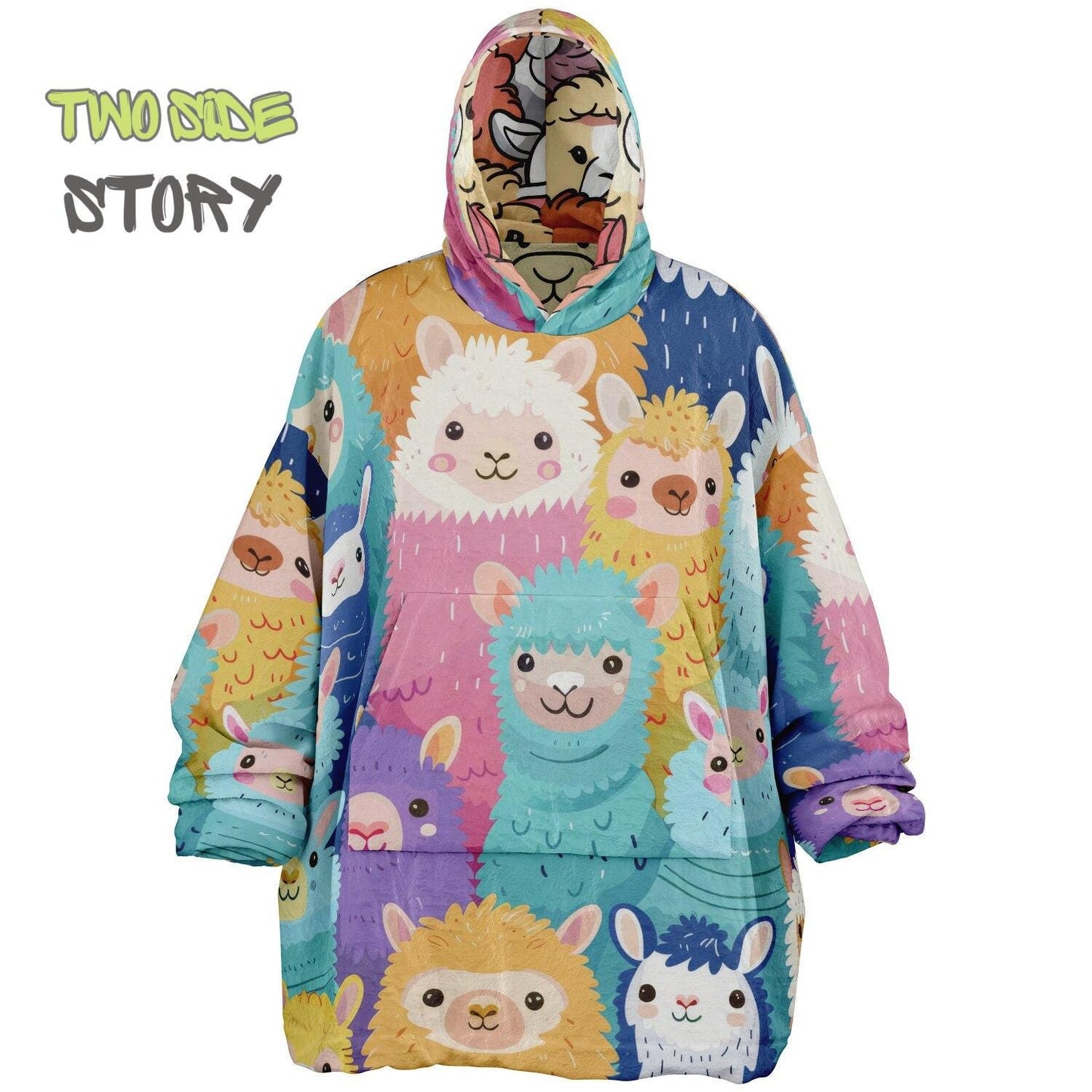 Unisex Reversible Mama Lama Fun Print Adult Snug Hoodie,Reversible Oversized Hoodie Blanket,Lounge Wear,Unique Gift,Christmas Gift,Mama Gift