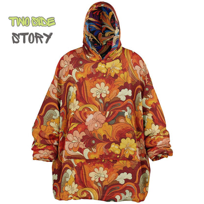 Unisex Reversible Snug Hoodie,Psychedelic Autumn Trippy Blanket Hoodie,Festival Rave Party Wear,Oversized Trippy Hoodie Blanket,Unique Gifts