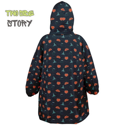 Halloween Print Reversible Kids Snug Hoodie,Oversized Double Sided Youth Hoodie Blanket,Warm Blanket with Sleeves,Halloween Gift,Unique Gift