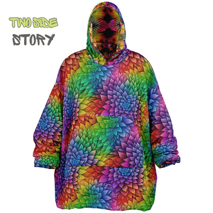 Unisex Reversible Snug Hoodie,Psychedelic Refractograph Trippy Blanket Hoodie,Festival Rave Party Wear,Oversized Hoodie Blanket,Unique Gifts