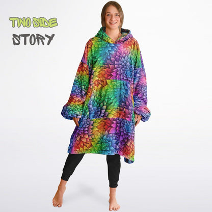 Unisex Reversible Snug Hoodie,Psychedelic Refractograph Trippy Blanket Hoodie,Festival Rave Party Wear,Oversized Hoodie Blanket,Unique Gifts